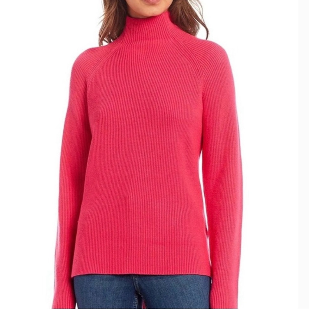 Cupcakes and Cashmere hot pink mock neck knit sweater